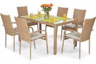 Zestaw z technorattanu MALAGA 6-osobowy beżowy