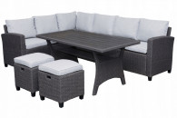 Meble ogrodowe technorattan narożnik + pufy 871